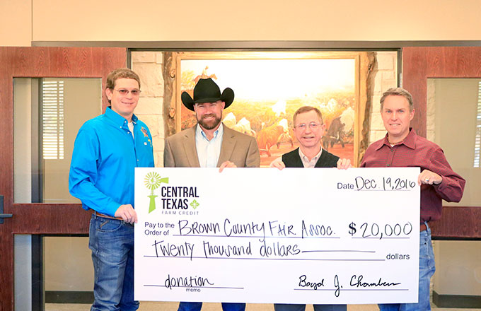Central Texas employees present donation to Brown County Fair Association