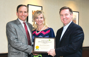 Kevin and Jonna Busher recently participated in the 2013 Farm Credit Young Leaders Program on behalf of Central Texas Farm Credit. They are pictured with Farm Credit Bank of Texas Chief Administrative Officer Stan Ray, right, president of the Tenth District Farm Credit Council.